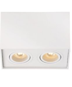 Alternative view of GU10 Surface-mounted spotlight fixture rectangular dual fittings sand white tiltable