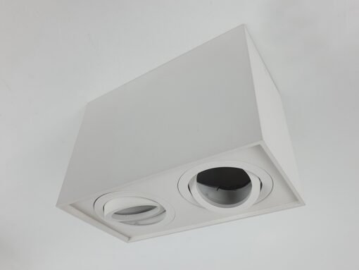 GU10 Surface-mounted spotlight fixture rectangular dual fittings sand white tiltable - Image 4