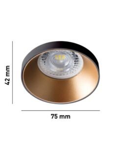 Alternative view of GU10 Recessed design fixture cylinder sand gold and black with lamp holder