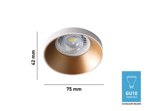 GU10 Recessed design fixture cylinder sand gold and white with lamp holder - Image 4