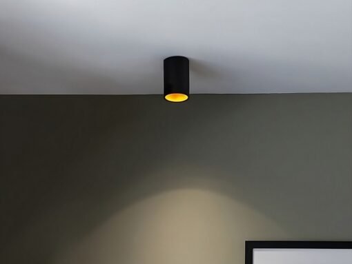 GU10 Surface mounted spotlight fixture cylinder sand gold and black - Image 3