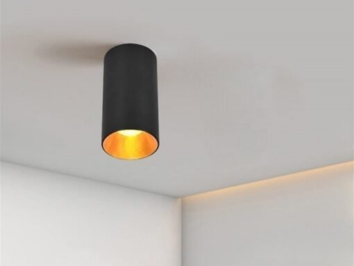 GU10 Surface mounted spotlight fixture cylinder sand gold and black - Image 2
