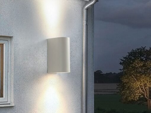 Wall lamp modern semi-circular GU10 duo fitting sand white waterproof - Image 4