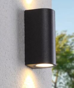 Alternative view of Wall lamp modern semi-circular GU10 duo fitting sand black waterproof