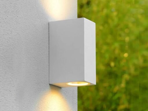 Wall lamp modern rectangular GU10 duo fitting sand white waterproof - Image 2