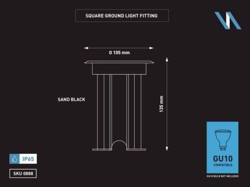 GU10 Ground spotlight square sand black - Image 4