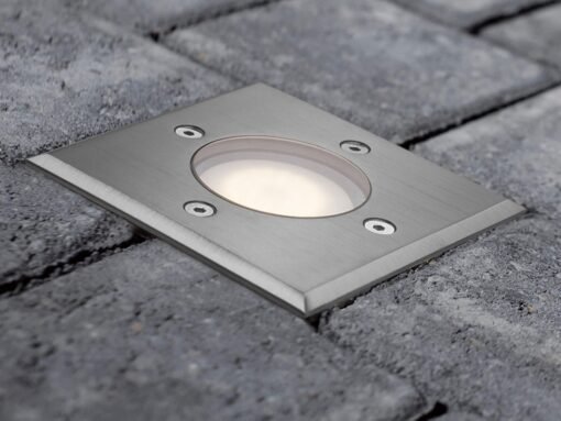 GU10 Ground spotlight square satin nickel