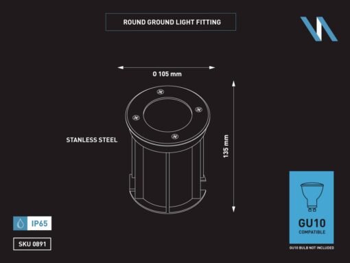 GU10 Ground spotlight round satin nickel - Image 4