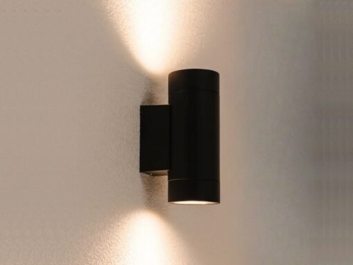 Wall lamp Cylinder GU10 duo fitting sand black waterproof - Image 3