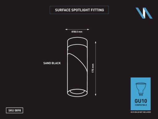 GU10 Surface-mounted spot fixture cylinder sand black rotatable - Image 6