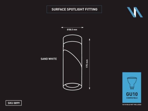 GU10 Surface-mounted spot fixture cylinder sand white rotatable - Image 6