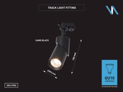 Track light spot GU10 fixture cylinder sand black rotatable - Image 5