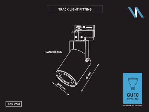 Track light spot GU10 fixture cylinder sand black rotatable - Image 4