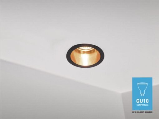 GU10 Recessed design fixture cylinder sand gold and black with lamp holder - Image 2