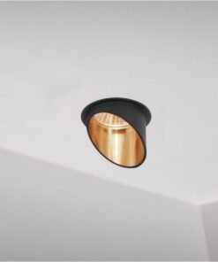 Alternative view of GU10 Recessed design fixture cylinder sand gold and black with lamp holder
