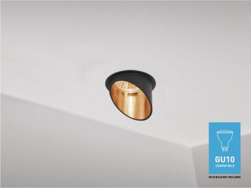 GU10 Recessed design fixture cylinder sand gold and black with lamp holder - Image 2