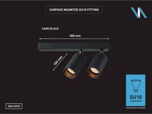 GU10 Surface-mounted spotlight fixture double cylinder sand black rotatable - Image 2