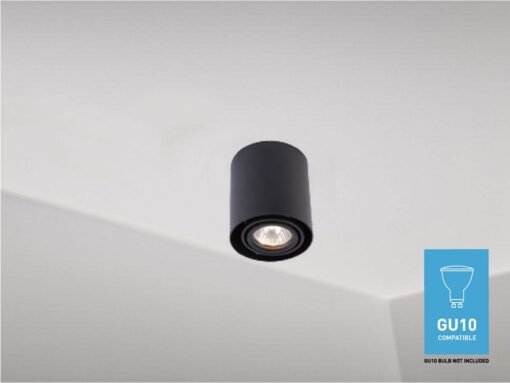 GU10 Surface-mounted spotlight fixture cylinder sand black tiltable - Image 2