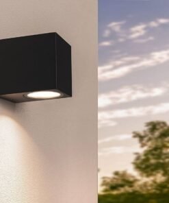 Alternative view of Wall lamp modern rectangular GU10 fitting sand black waterproof