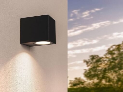 Wall lamp modern rectangular GU10 fitting sand black waterproof - Image 2