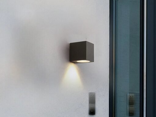 Wall lamp modern rectangular GU10 fitting sand black waterproof - Image 3