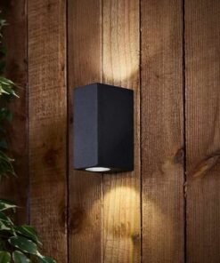Alternative view of Wall lamp modern rectangular GU10 duo fitting sand black waterproof
