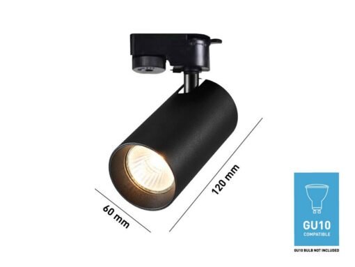 Track light GU10 Fixture cylinder rotatable sand black or gold with two rings in box - Image 8