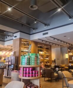 Alternative view of Track light GU10 Fixture cylinder rotatable sand black or gold with two rings in box