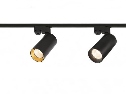 Track light GU10 Fixture cylinder rotatable sand black or gold with two rings in box