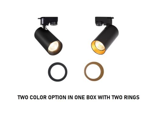 Track light GU10 Fixture cylinder rotatable sand black or gold with two rings in box - Image 4