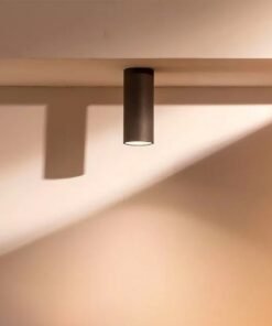 Alternative view of GU10 Surface mounted spotlight fixture thin cylinder sand black