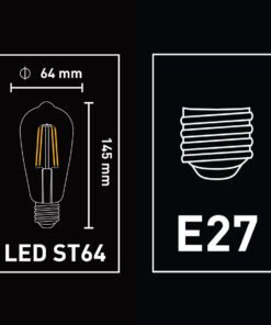 Alternative view of 4W Filament LED Bulb E27 ST64 Amber Glass 2000K
