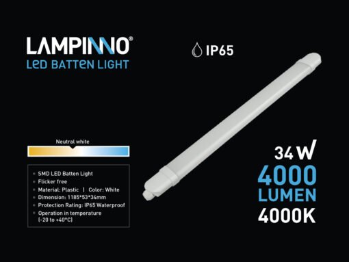 34W SMD LED Batten Light 4000K waterproof 120CM - Image 7