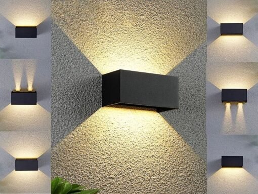 12W LED Sand Black Wall lamp Rectangular Double Duo light 3000K Waterproof - Image 3