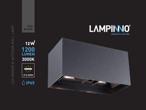 12W LED Sand Black Wall lamp Rectangular Double Duo light 3000K Waterproof - Image 5