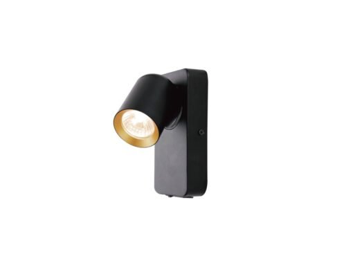 Bedside lamp Wall lamp GU10 fixture cylinder sand black and gold rotatable