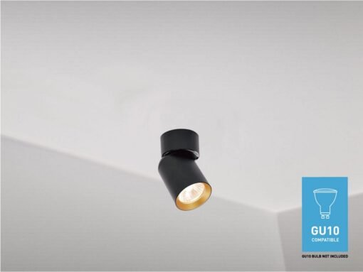 GU10 Surface-mounted spot fixture cylinder sand black and gold rotatable - Image 3