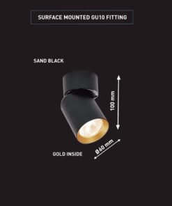 Alternative view of GU10 Surface-mounted spot fixture cylinder sand black and gold rotatable