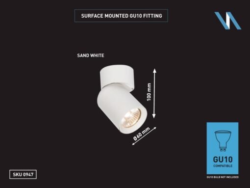 GU10 Surface-mounted spot fixture cylinder sand white rotatable - Image 3
