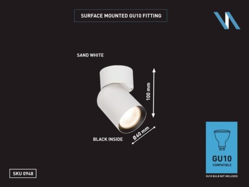 GU10 Surface-mounted spot fixture cylinder sand white and black rotatable - Image 3