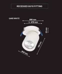 Alternative view of GU10 Recessed spotlight fixture cylinder sand white rotatable