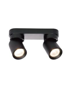 GU10 Surface-mounted spotlight fixture double cylinder sand black rotatable