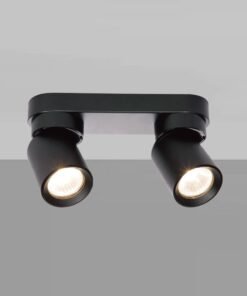 Alternative view of GU10 Surface-mounted spotlight fixture double cylinder sand black rotatable