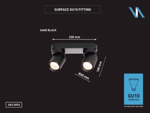 GU10 Surface-mounted spotlight fixture double cylinder sand black rotatable - Image 3