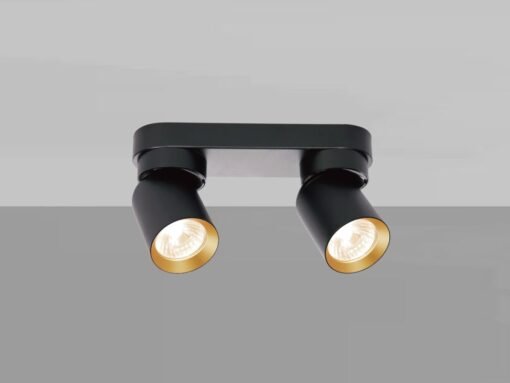 GU10 Surface-mounted spotlight fixture double cylinder sand black and gold rotatable - Image 2