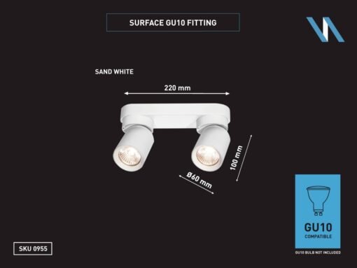 GU10 Surface-mounted spotlight fixture double cylinder sand white rotatable - Image 3