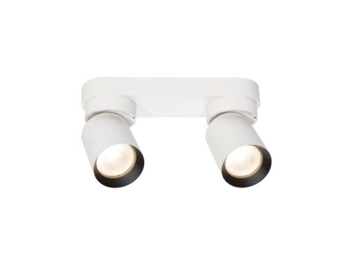 GU10 Surface-mounted spotlight fixture double cylinder sand white and black rotatable