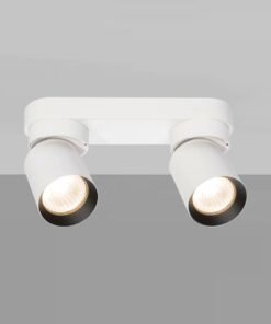 Alternative view of GU10 Surface-mounted spotlight fixture double cylinder sand white and black rotatable