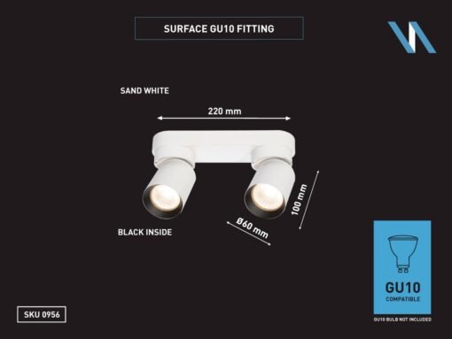 GU10 Surface-mounted spotlight fixture double cylinder sand white and black rotatable - Image 3