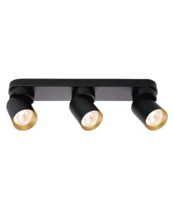 GU10 Surface-mounted spotlight fixture triple cylinder sand black and gold rotatable